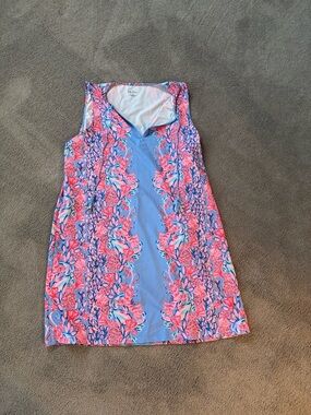 Lilly Pulitzer Blue, Pink and Coral Floral Swim Tank